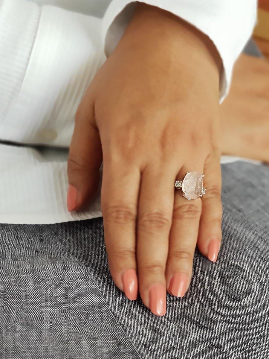 Rose quartz ring band sale