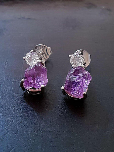 Raw Amethyst Earrings