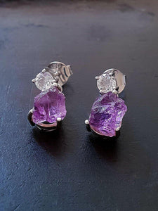 Raw Amethyst Earrings
