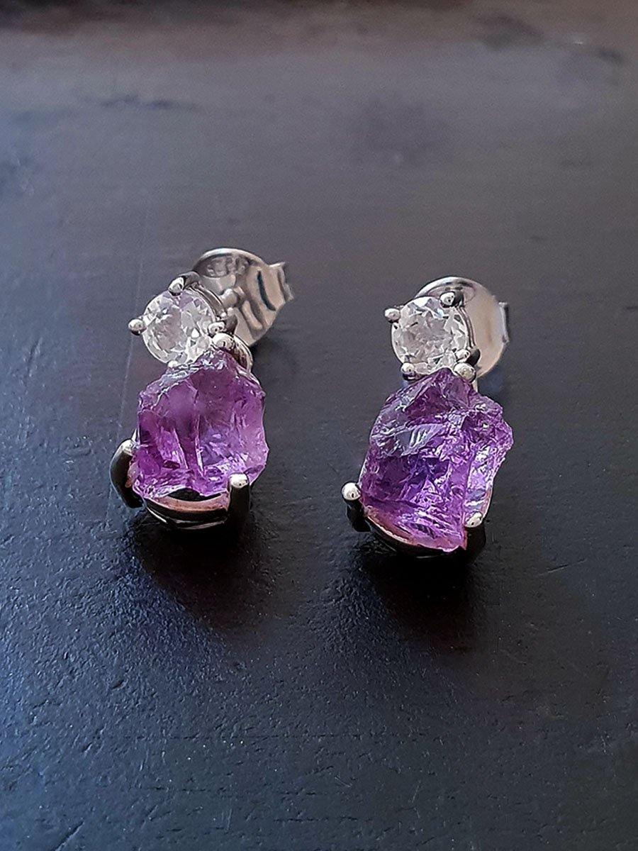 Raw Amethyst Earrings