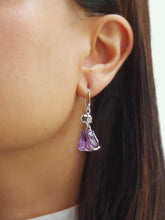 Load image into Gallery viewer, Raw Amethyst with Herkimer Diamond Earring - raw carat