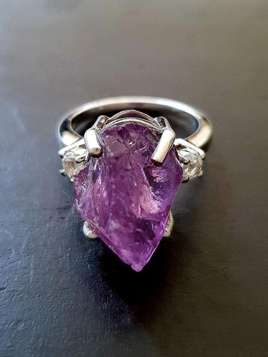 Raw Amethyst Rings for women