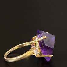 Load image into Gallery viewer, Hand facetted Raw Amethyst Statement Ring - raw carat