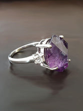 Load image into Gallery viewer, Hand facetted Raw Amethyst Statement Ring - raw carat