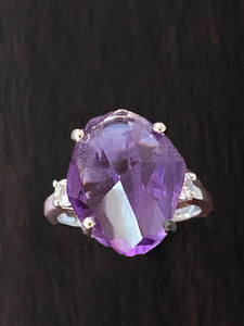 Hand facetted Raw Amethyst Statement Ring - raw carat