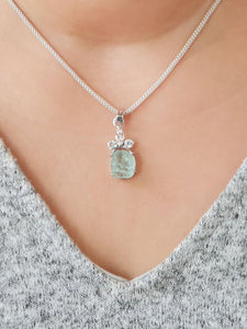 Aquamarine & White Topaz Pendant - raw carat