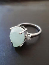 Load image into Gallery viewer, Aquamarine Statement Ring with white Topaz - raw carat