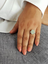 Load image into Gallery viewer, Aquamarine Statement Ring with white Topaz - raw carat