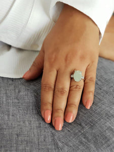 Aquamarine Statement Ring with white Topaz - raw carat