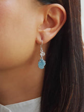 Load image into Gallery viewer, Raw Aquamarine &amp; Herkimer Diamond earrings - raw carat