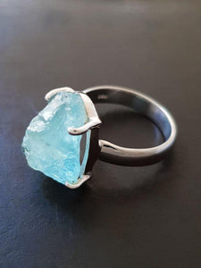 Aquamarine Prong Ring - raw carat