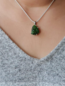 Raw Chrome Diopside Pendant - raw carat