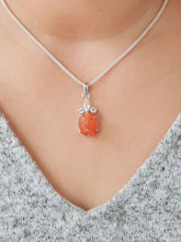 Load image into Gallery viewer, Carnelian &amp; White Topaz Pendant - raw carat