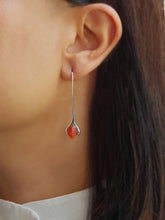 Load image into Gallery viewer, Long-Stemmed Carnelian Earring - raw carat