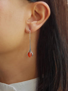 Long-Stemmed Carnelian Earring - raw carat
