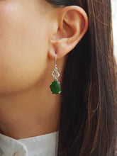 Load image into Gallery viewer, Raw Chrome Diopside &amp; Herkimer Diamond Earring - raw carat
