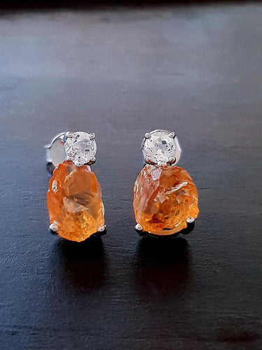 Raw Citrine Drop Earrings