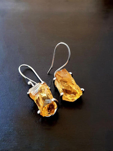 Raw Citrine Drop Earring - raw carat