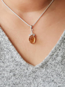 Citrine and White Topaz Pendant - raw carat
