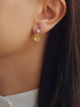 Load image into Gallery viewer, Citrine &amp; White Topaz Drop Earring - raw carat