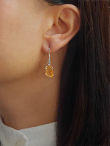Raw Citrine Drop Earring - raw carat
