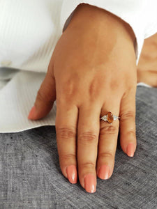 Marquis Citrine Ring - raw carat
