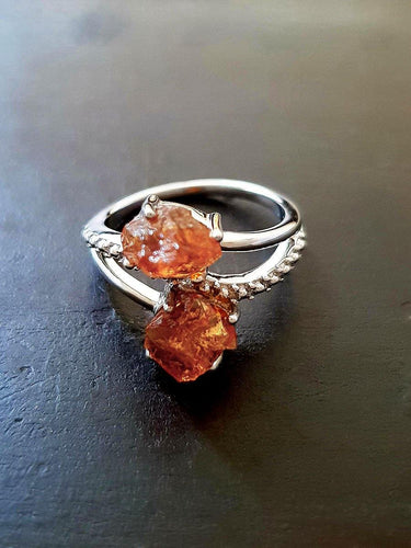 Raw Citrine 2-Stone Ring