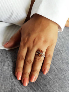 Citrine Two-Stone Ring - raw carat