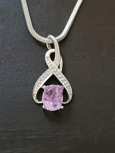 Raw Amethyst  8-shaped Pendant - raw carat