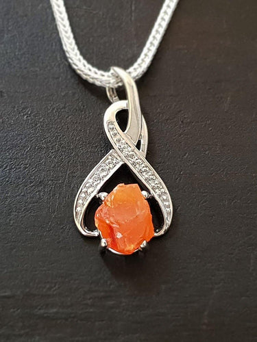 Raw Carnelian 8-shaped Pendant - raw carat