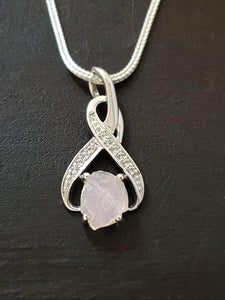 Raw Rose Quartz 8-shaped Pendant - raw carat