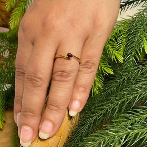 Hand facetted Raw Garnet Ring - raw carat