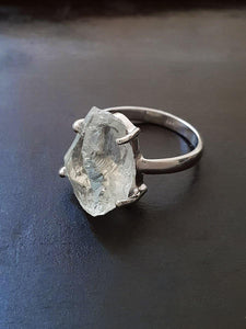 Prasiolite Prong Ring - raw carat