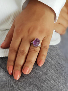 Amethyst & White Topaz Ring - raw carat