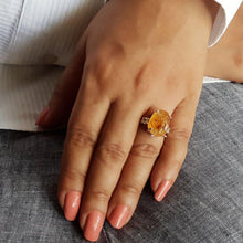 Load image into Gallery viewer, Citrine &amp; White Topaz Ring - raw carat
