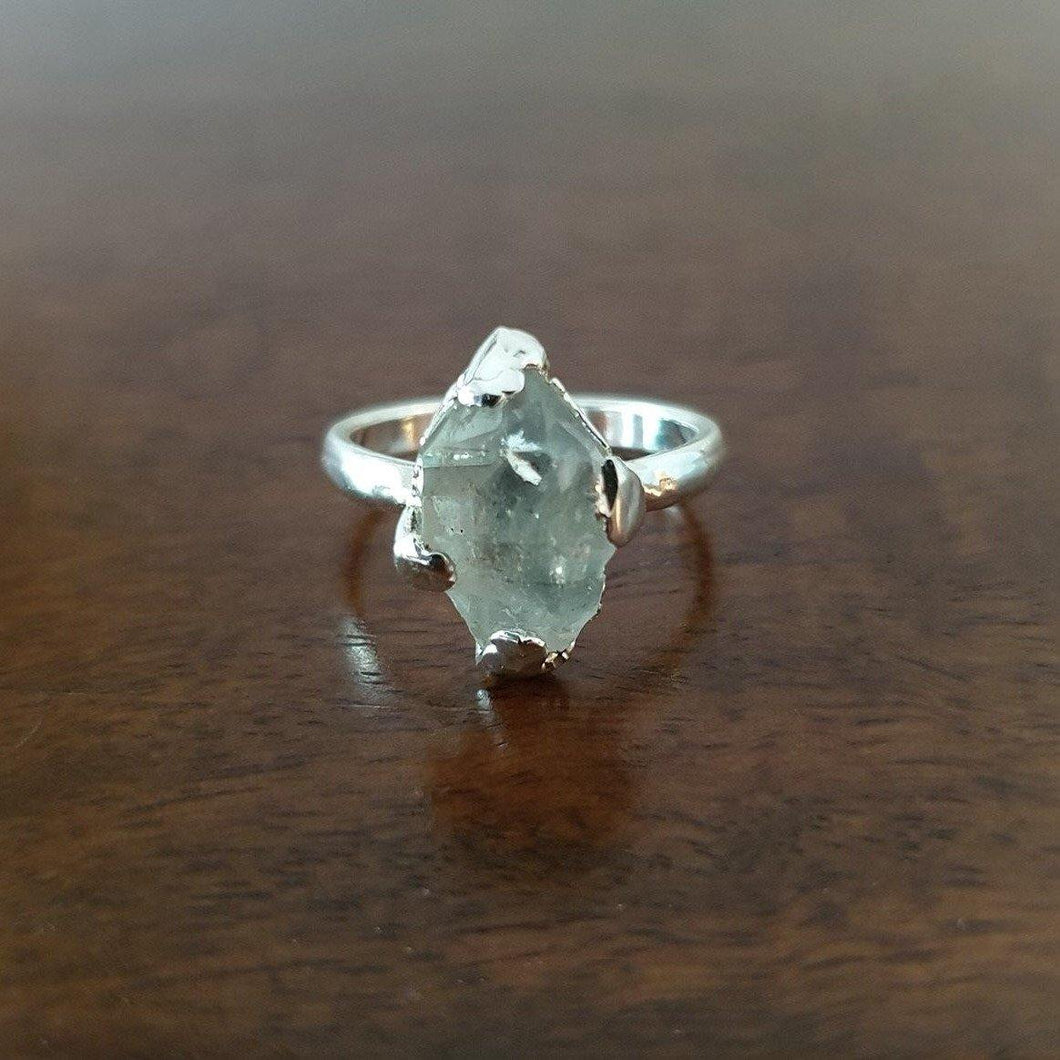 Raw Herkimer Diamond Crest Ring - raw carat
