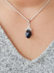 Iolite and White Topaz Pendant - raw carat