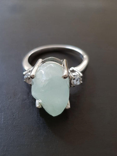 Raw Aquamarine Ring for women 