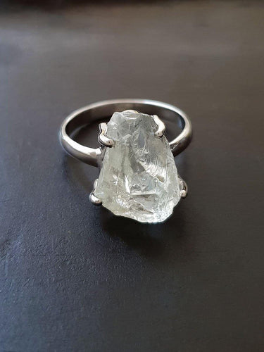 Prasiolite Prong Ring - raw carat