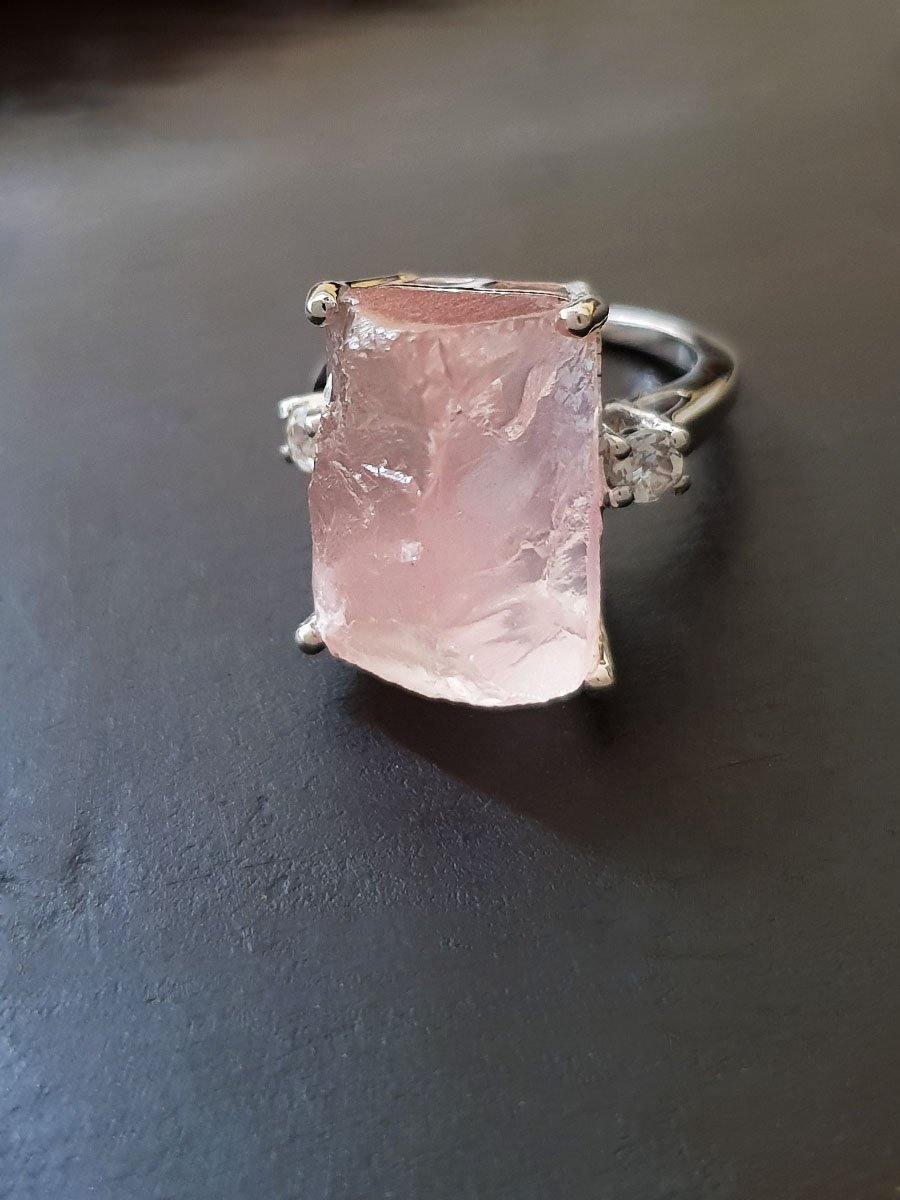 Pink quartz sales ring silver