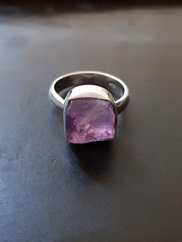 Raw Amethyst Ring - raw carat