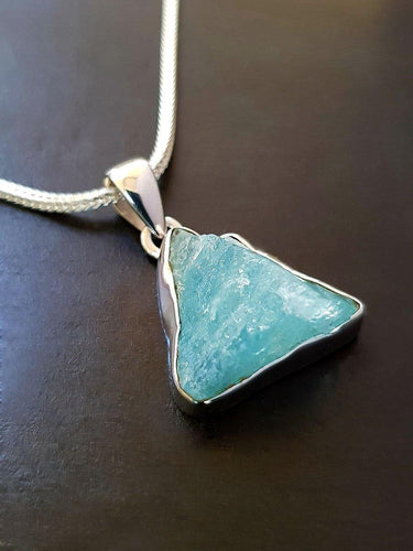 Raw Aquamarine Pendant - raw carat