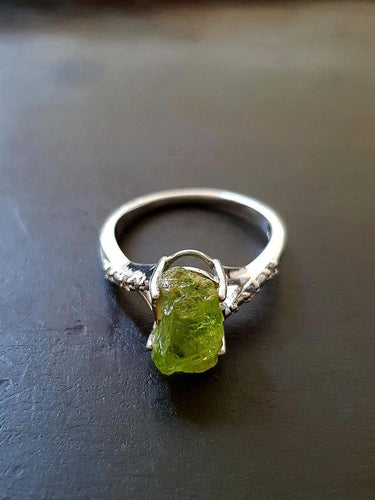 Raw Peridot RIng