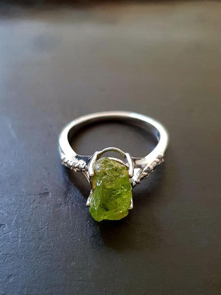 Raw Peridot RIng