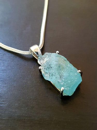 Raw Aquamarine Pendant - raw carat