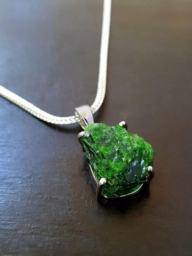 Raw Chrome Diopside Pendant - raw carat