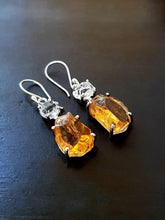 Load image into Gallery viewer, Raw Citrine &amp; Herkimer Diamond Earrings - raw carat