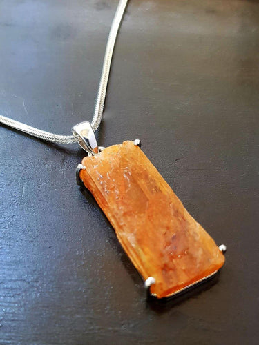 Raw Orange Kyanite Pendant - raw carat