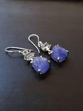 Load image into Gallery viewer, Raw Tanzanite and Herkimer Diamond Earrings - raw carat