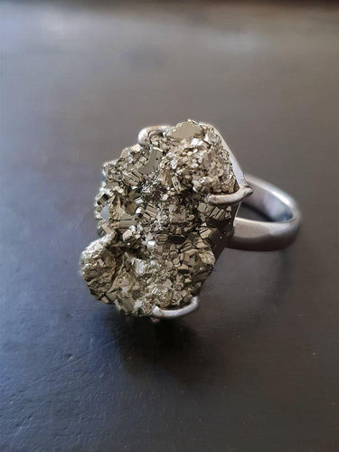 Pyrite Prong Ring - raw carat